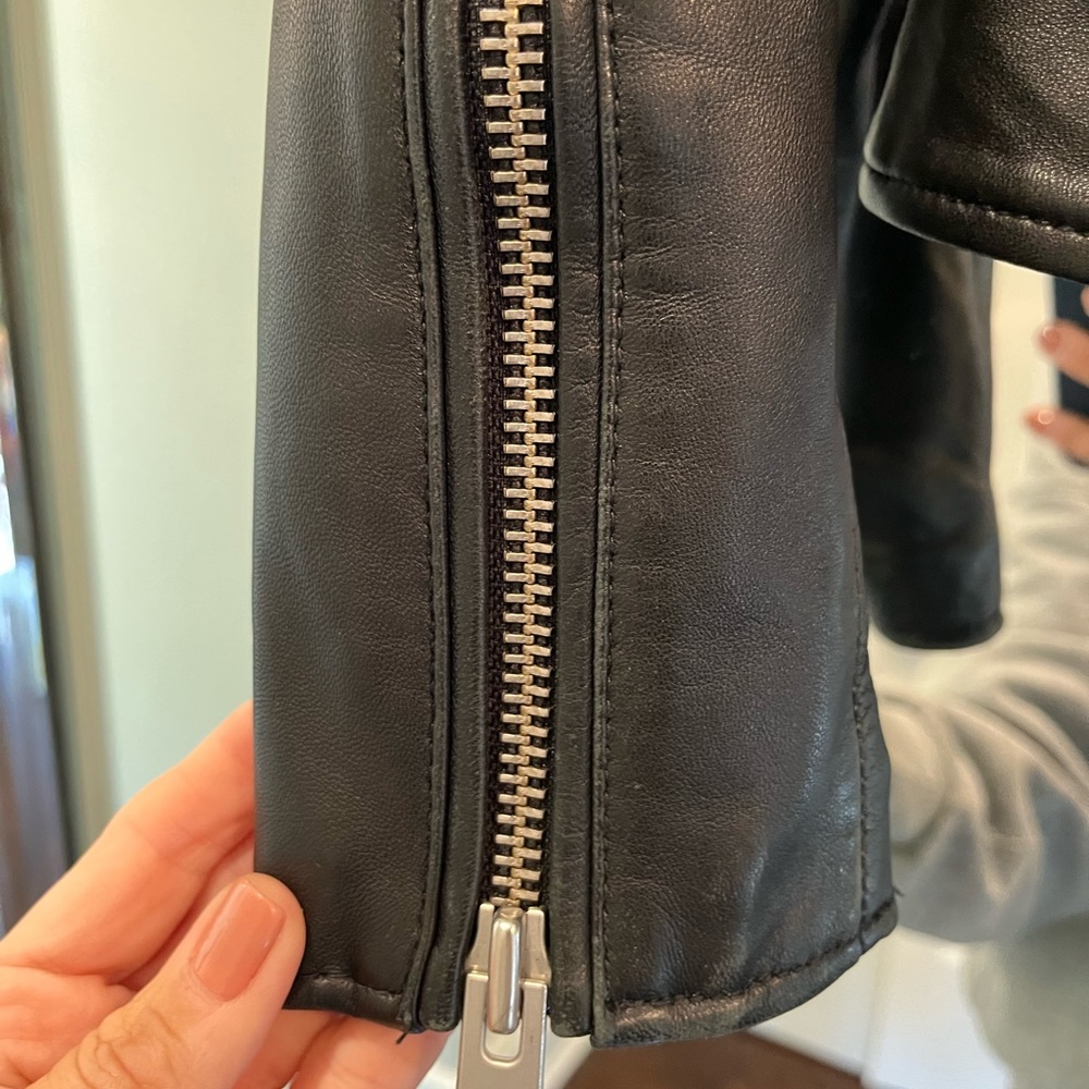 All Saints Black Leather Biker Jacket - Picture 7 of 9